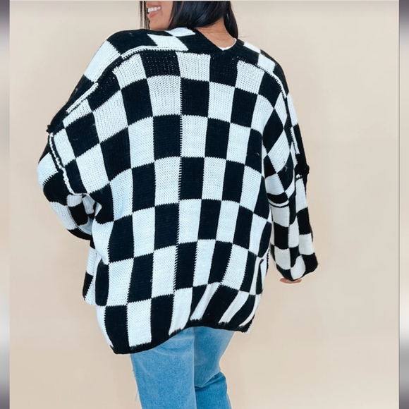 NWOT~Shop Talulah Oaklee Black And White Checkered Cardigan - Picture 2 of 5